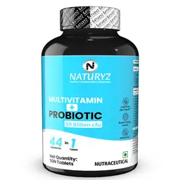 Naturyz Highest Strength Daily Multivitamin with Probiotics 50 Billion CFU and Prebiotic 150 Mg for Gut Health, Immunity and Boosts Energy
