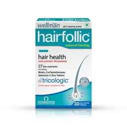 Wellman Hairfollic Hair Supplements For Men - with Tricological Amino-Lignan Complex - for Healthy Hair, Beard, And Skin icon