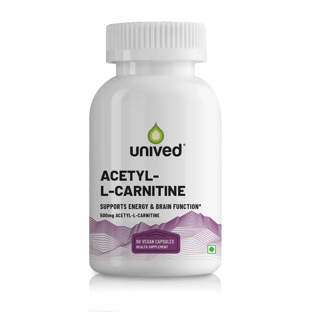 Unived Acetyl L- Carnitine for Reducing Muscle Damage And Soreness - Pack of 1 (60 Capsules)