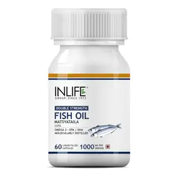 INLIFE - Fish Oil Double Strength Omega 3 EPA 360mg DHA 240mg for Men Women 1000mg - 60 Liquid Filled Capsules icon