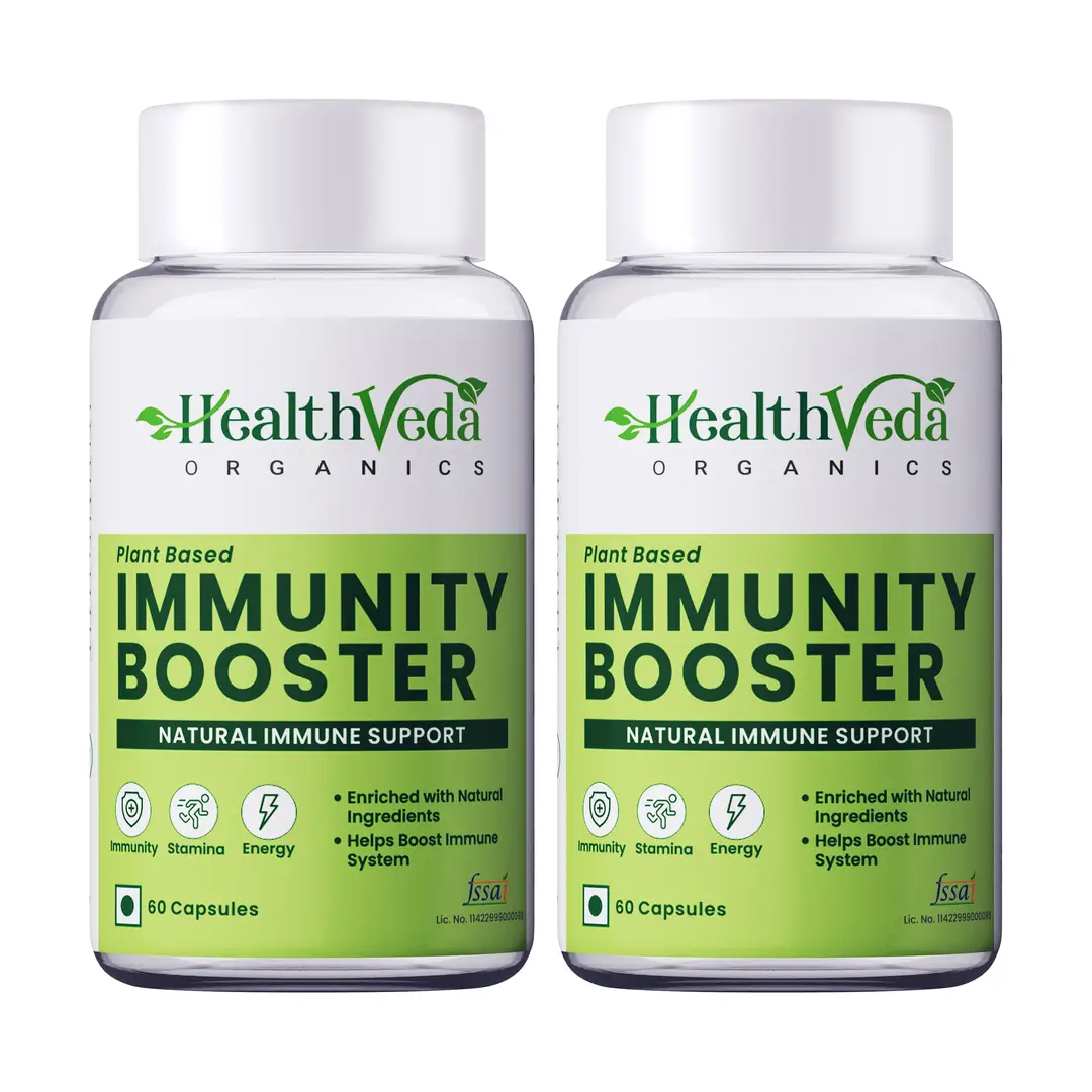 Health Veda Organics - Natural Immunity Booster with Moringa, Giloy, Amla & 23+ Herbal Extracts - Pack of 2 (120 Capsules)