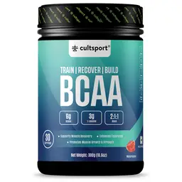Cultsport BCAA Powder, 300gm | Sugar Free Post Workout Muscle Recovery Drink with Amino Acids | 6g BCAAs for Men & Women | Watermelon Flavor | 25 Servings icon