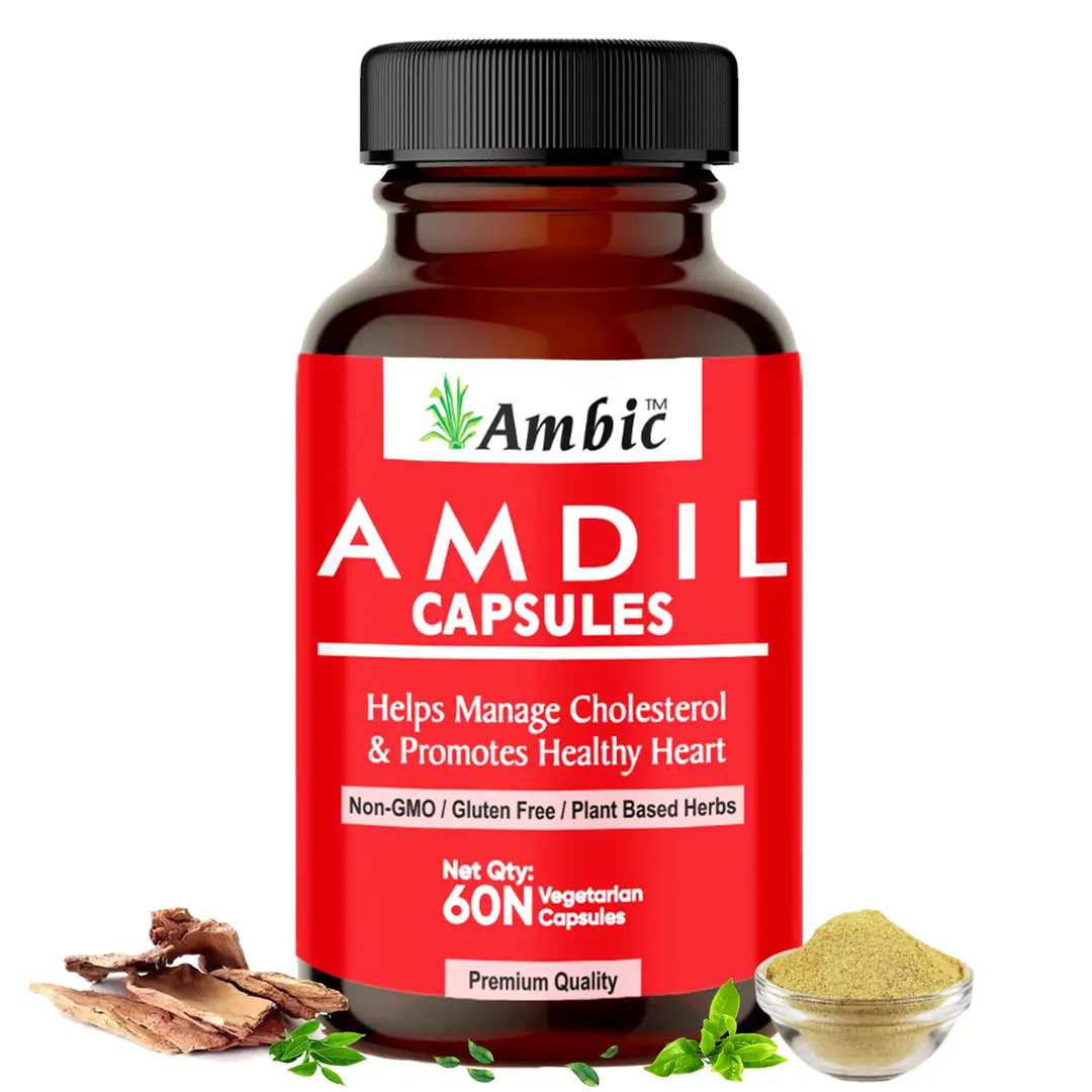 Ambic Wellness Amdil Heart Care with Arogya Vardhini Vati for Cardiac Wellness - Pack of 1 (60Capsules)