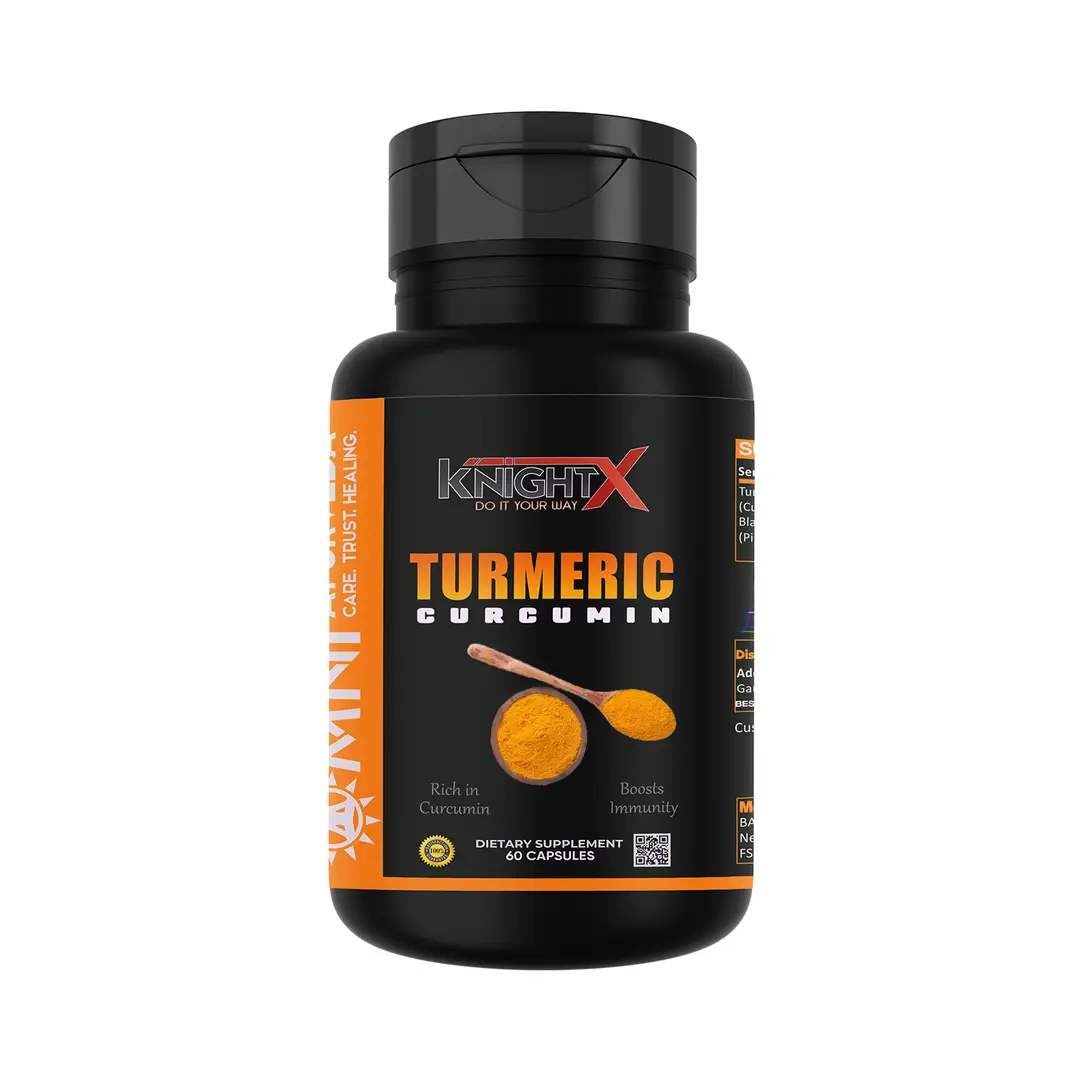 KnightX - Turmeric Capsules with Natural High Curcumin, Black Pepper - Boosts Immunity - 60 Capsules - Pack of 1 (60 Capsules)