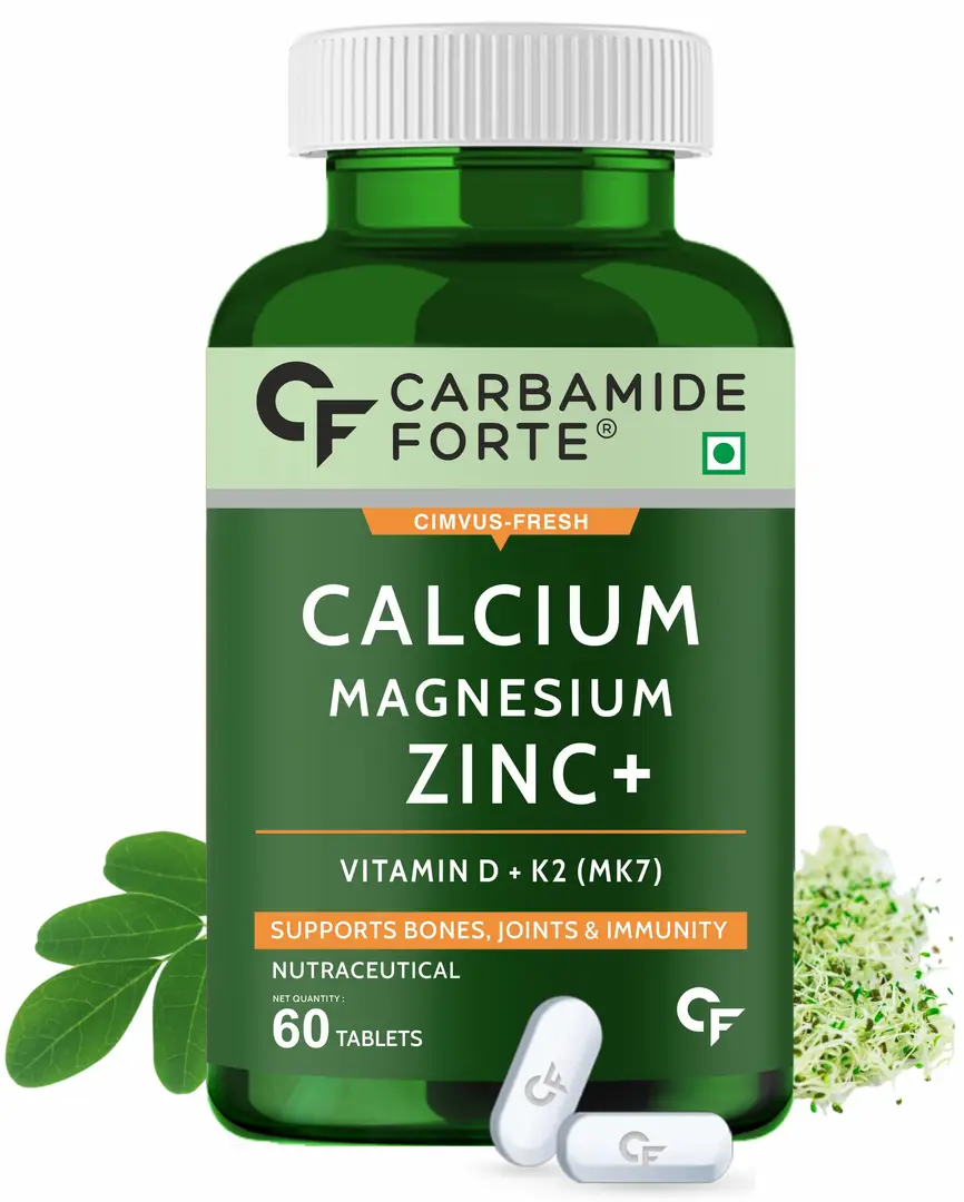 Carbamide Forte - Calcium 1200mg with Magnesium, Zinc, Vitamin D,K2 & B12 | Calcium for Women & Men - Pack of 1 (60 Tablets)