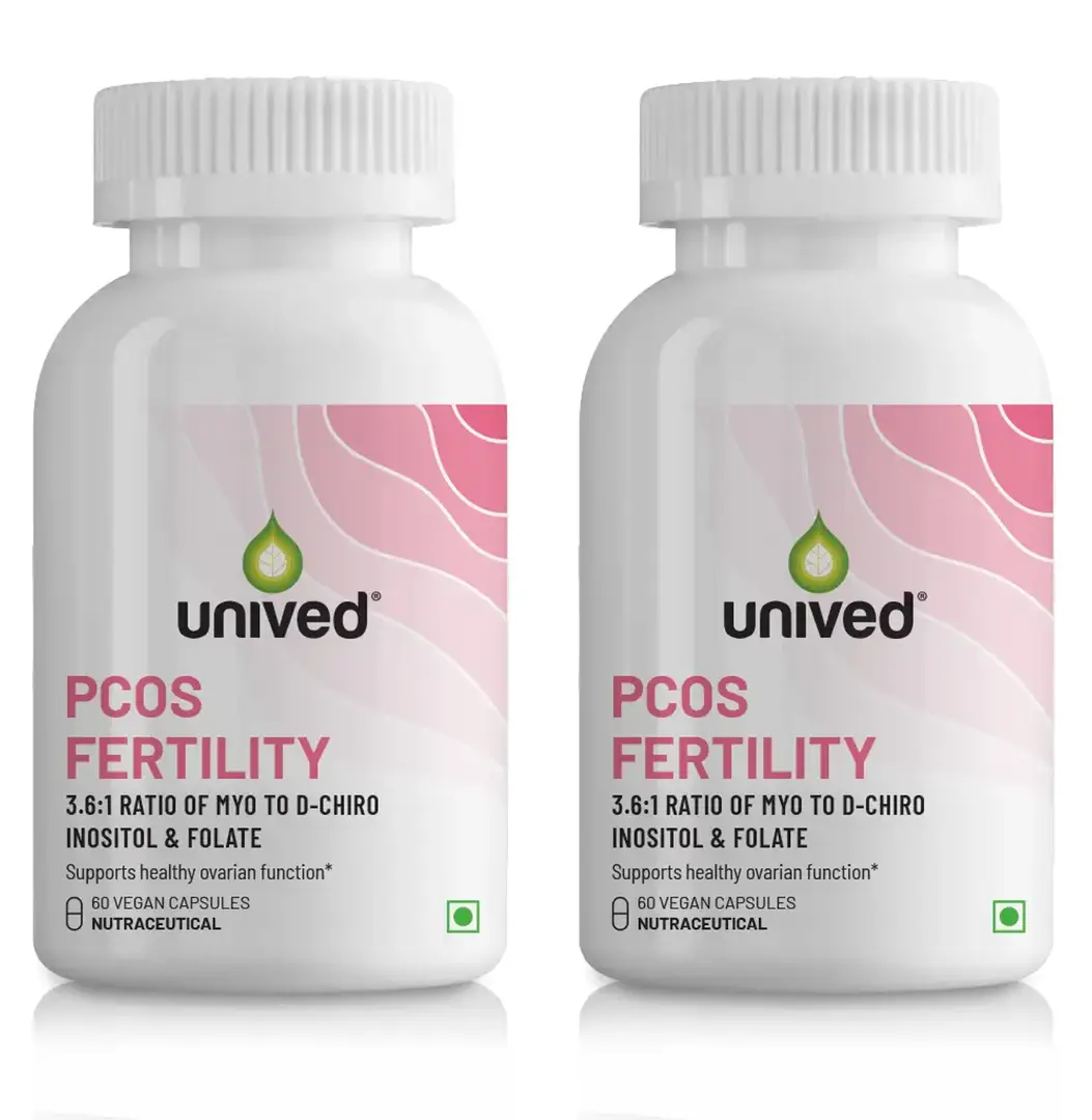 Unived PCOS Fertility with Myo Inositol for Female Fertility And Reproductive Health - Pack of 2(120 Capsules)
