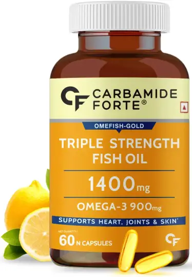 Carbamide Forte Triple Strength Fish Oil for Heart and Brain Health Support - Pack of 1 (60 Capsules)