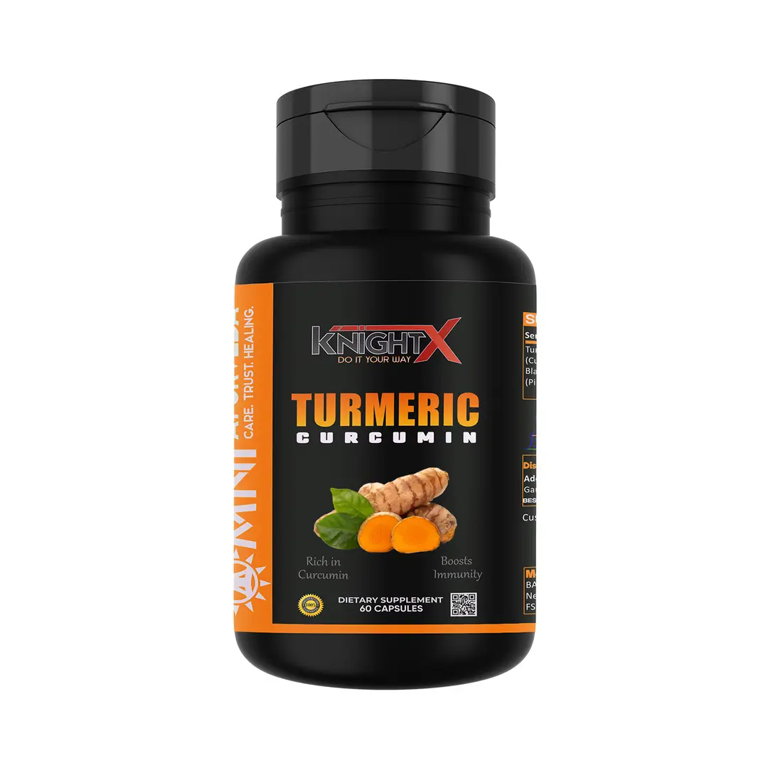 KnightX - Pure Curcumin - With Black Pepper Extract - 60 Capsules - Pack of 1 (60 Capsules)