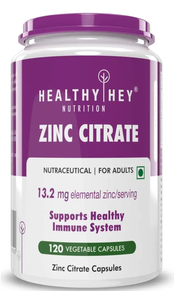 HealthyHey - Nutrition Zinc Citrate - Supports Immune and Immunity - 120 Capsules - Pack of 1 (120 Capsules)