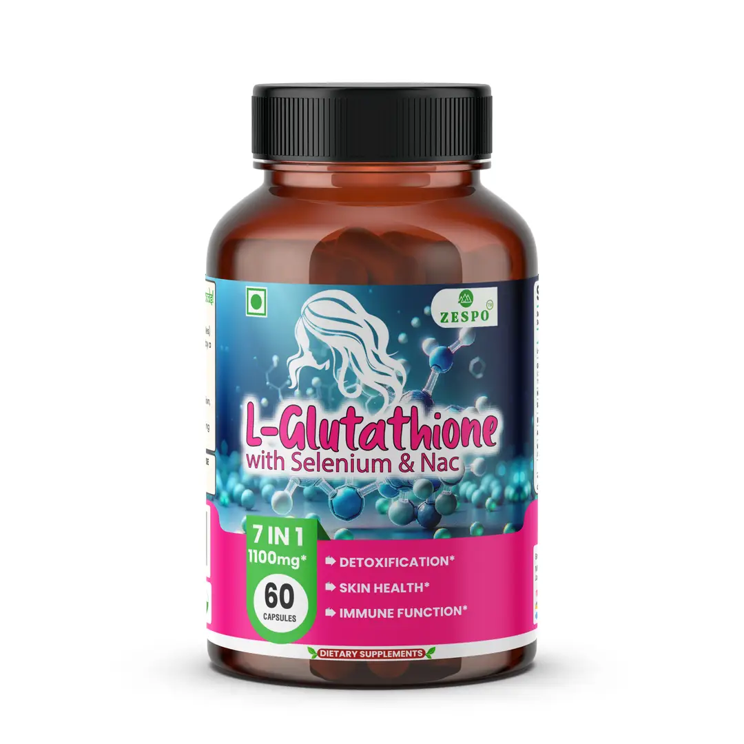 Zespo Advanced L-Glutathione for Enhanced Detox, Skin, Antioxidant and Immune Support - Pack of 1(60 Capsules)