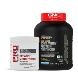 GNC -  AMP 100% Whey Advanced Vanilla + Creatine Monohydrate Combo-4lbs / 250 gm Combo icon