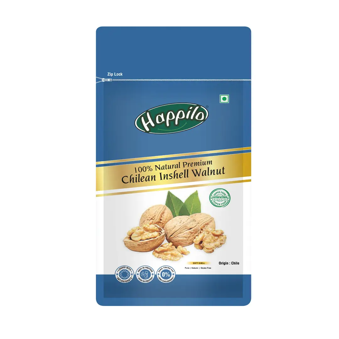 Happilo Premium 100% Natural Chilean Inshell Walnut Kernels - Pack of 1 (500 gm)