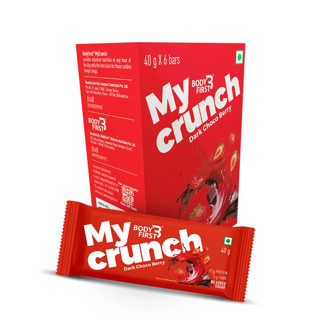 Bodyfirst My Crunch - 12g Protein, 4g fiber - 6 bars - Dark Choco Berry