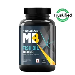 MuscleBlaze -  Omega 3 Fish Oil Capsules - with DL-alpha Tocopheryl Acetate - for Promoting Overall Health
