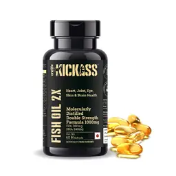 Kickass Double Strength Fish Oil, Omega-3, Molecularly Distilled, Mercury Free, 1000mg EPA - 360: DHA - 240 icon