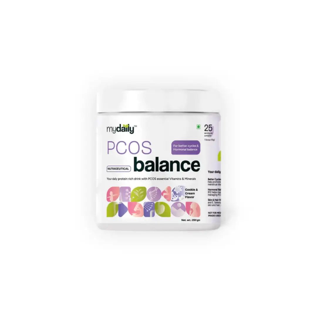 mydaily PCOS Balance with Vitamin B7-Biotin, Vitamin B9 for Better Menstrual Cycles - Cookie & Cream (250 gm)