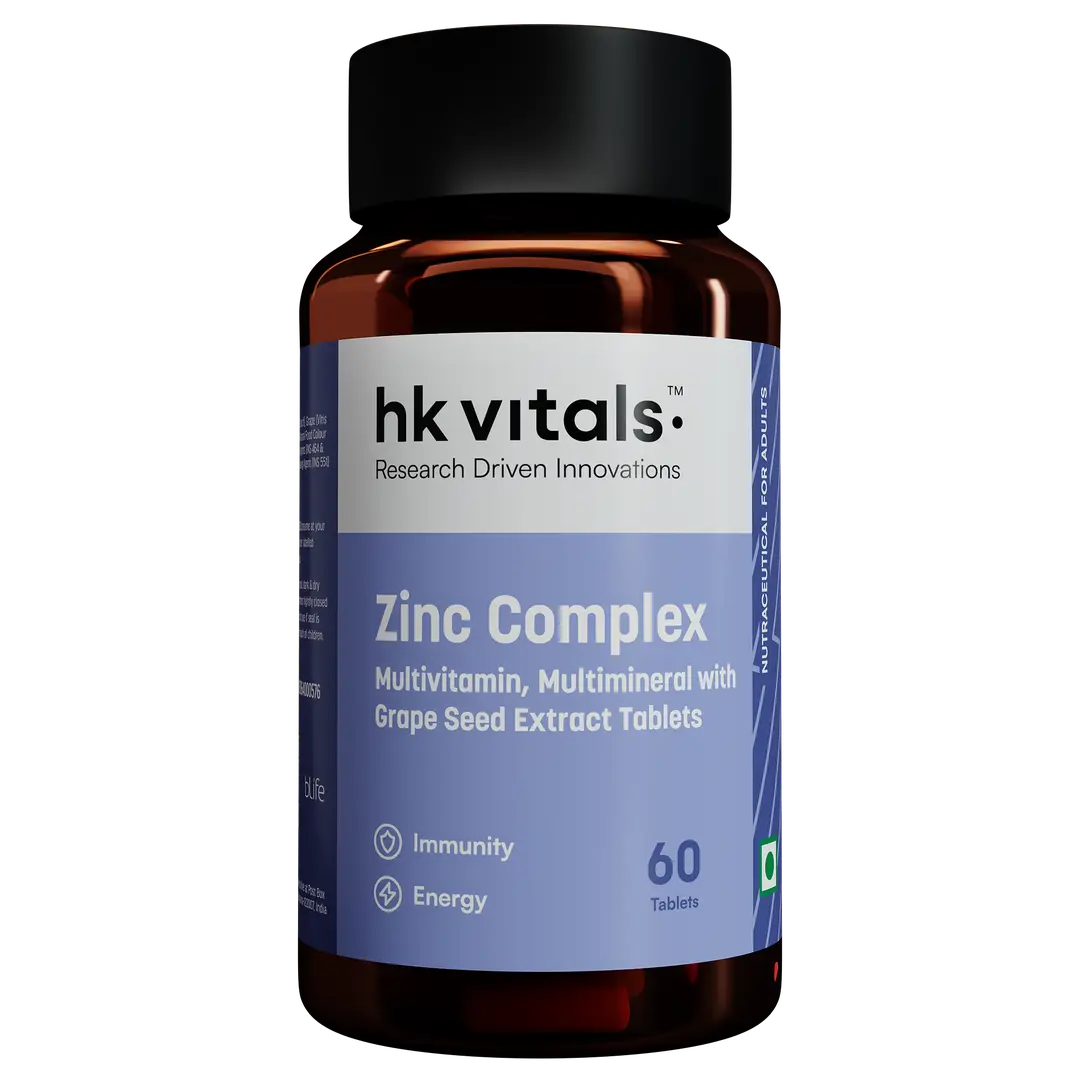 hk vitals Zinc Supplements (60 Tablets) | With Vitamin C, Vitamin D3, Multivitamin and Multimineral | Immunity Boosters For Adults - Pack of 1 (60 Tablets)