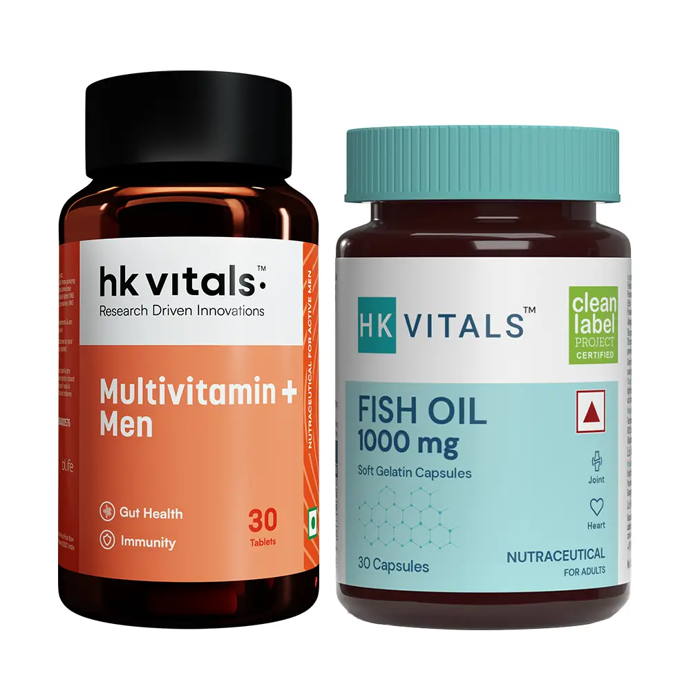 hk vitals Multivitamin Plus Men & Fish Oil Capsules 1000mg Omega 3 with 180mg EPA & 120mg DHA (30 Tablets Each) | Combo Pack - Combo Pack