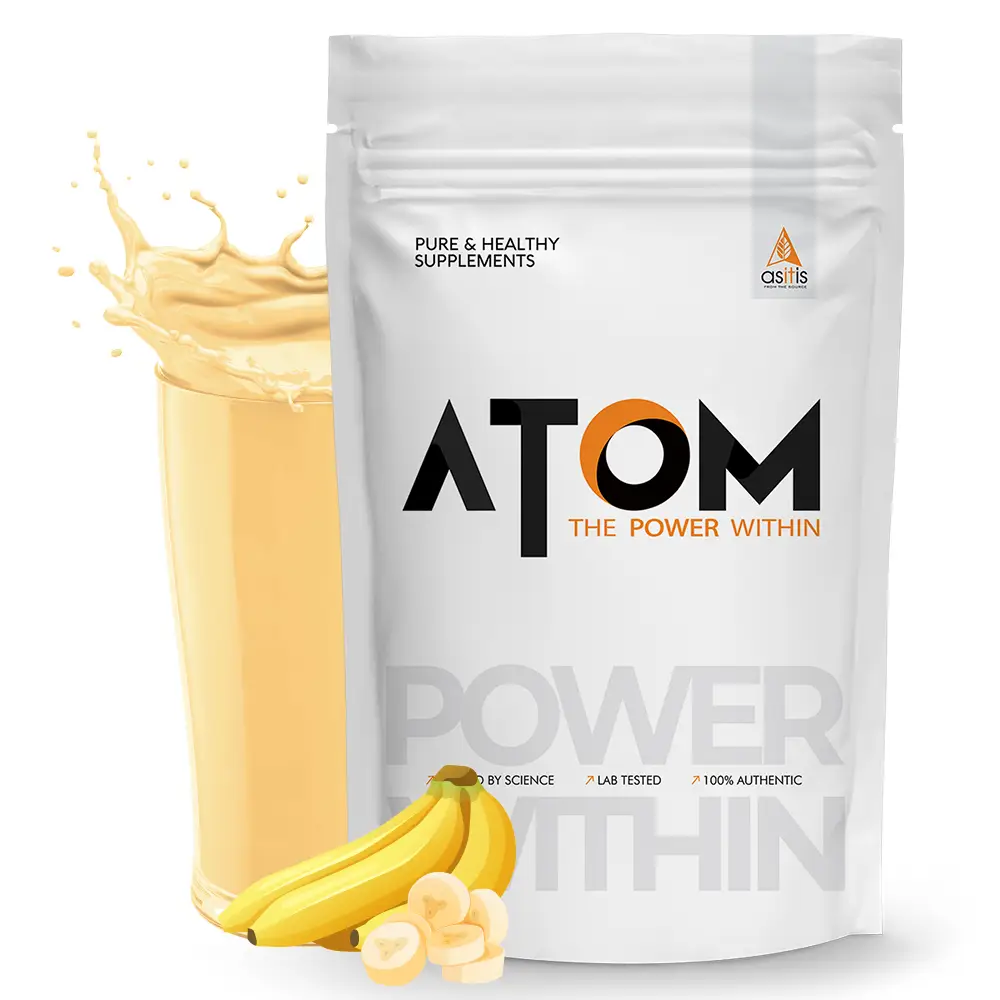 AS-IT-IS Atom Whey Protein with Digestive Enzymes for Building Strength And Endurance - Banana Fusion (1000 gm)