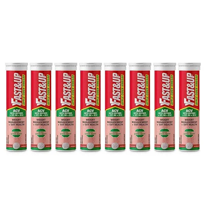 Fast&Up Apple Cider Vinegar with Mother for Weight management and Gut Health - Green Apple,120 Effervescent Tablets