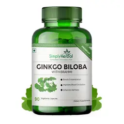 Simply Herbal Ginkgo Biloba 120mg with Bacopa Monnieri Extract Brahmi 380mg for Better Concentration, Improves Blood Circulation icon