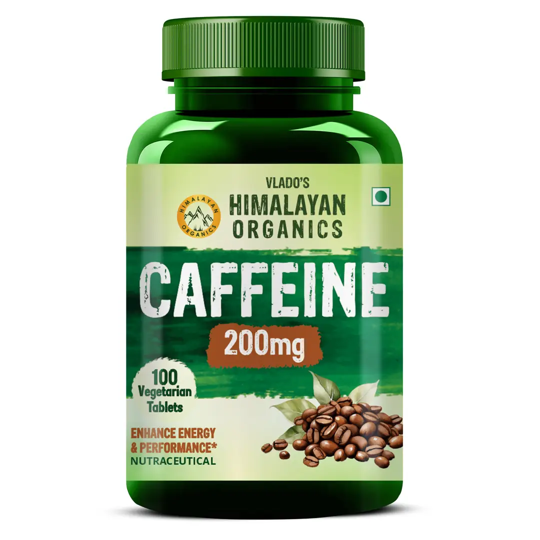Vlado's Himalayan Organics Caffeine 200mg for Enhancing Energy Metabolism - Pack of 1 (100 Tablets)