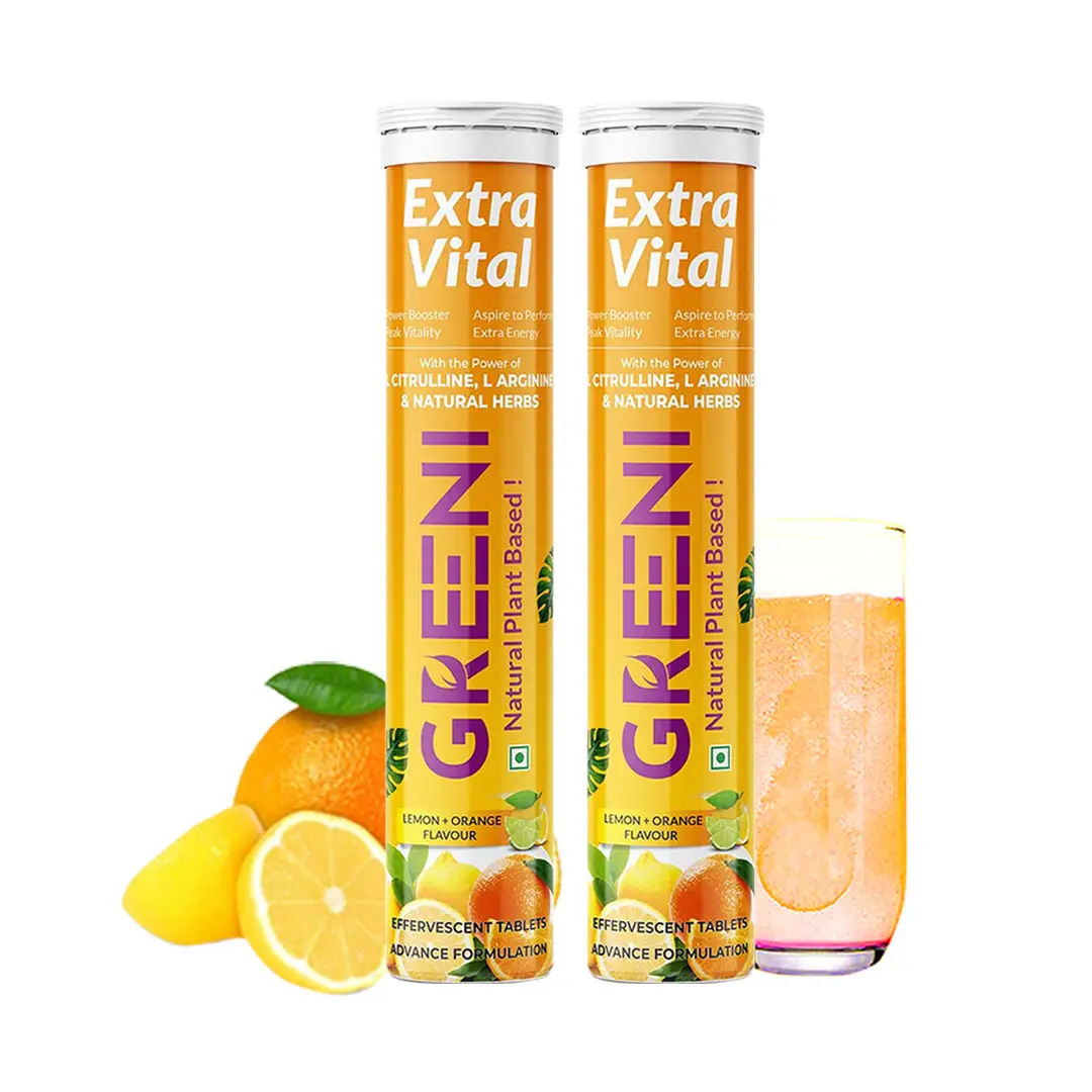 Greeni Extra Vital with L-Citrulline for Stamina and Extra Performance
- Pack of 2 (30 Effervescent Tablets)
