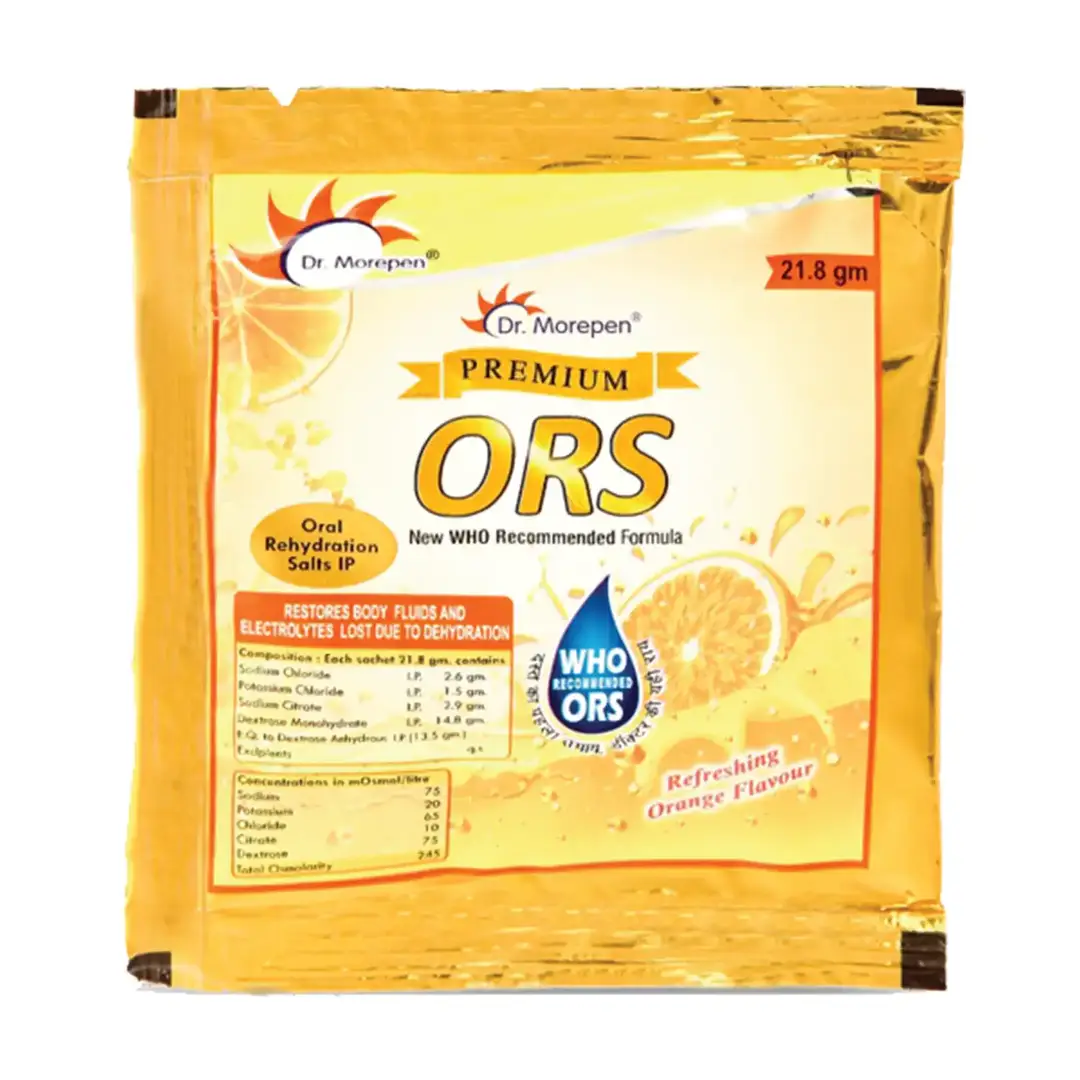 Dr. Morepen ORS Powder with WHO Recommended Formula for Hydration Drink - Pack of 1 (20 Sachets)