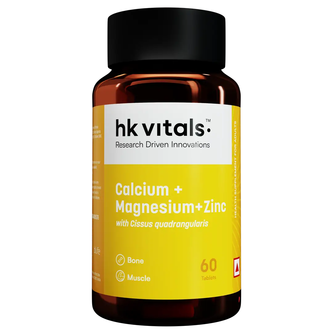 hk vitals Calcium Magnesium & Zinc (60 Tablets) | With Vitamin D3, Calcium Supplement for Women and Men | For Bone Health & Joint Support - Pack of 1 (60 Tablets)