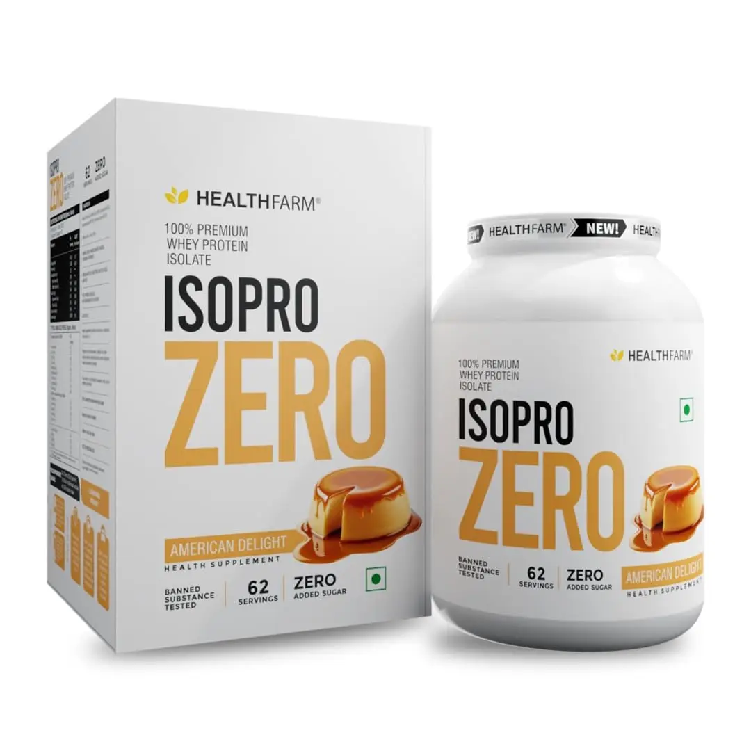 Healthfarm Isopro Zero Whey Protein Isolate for Lean Muscle Mass - American Delight,2 Kg