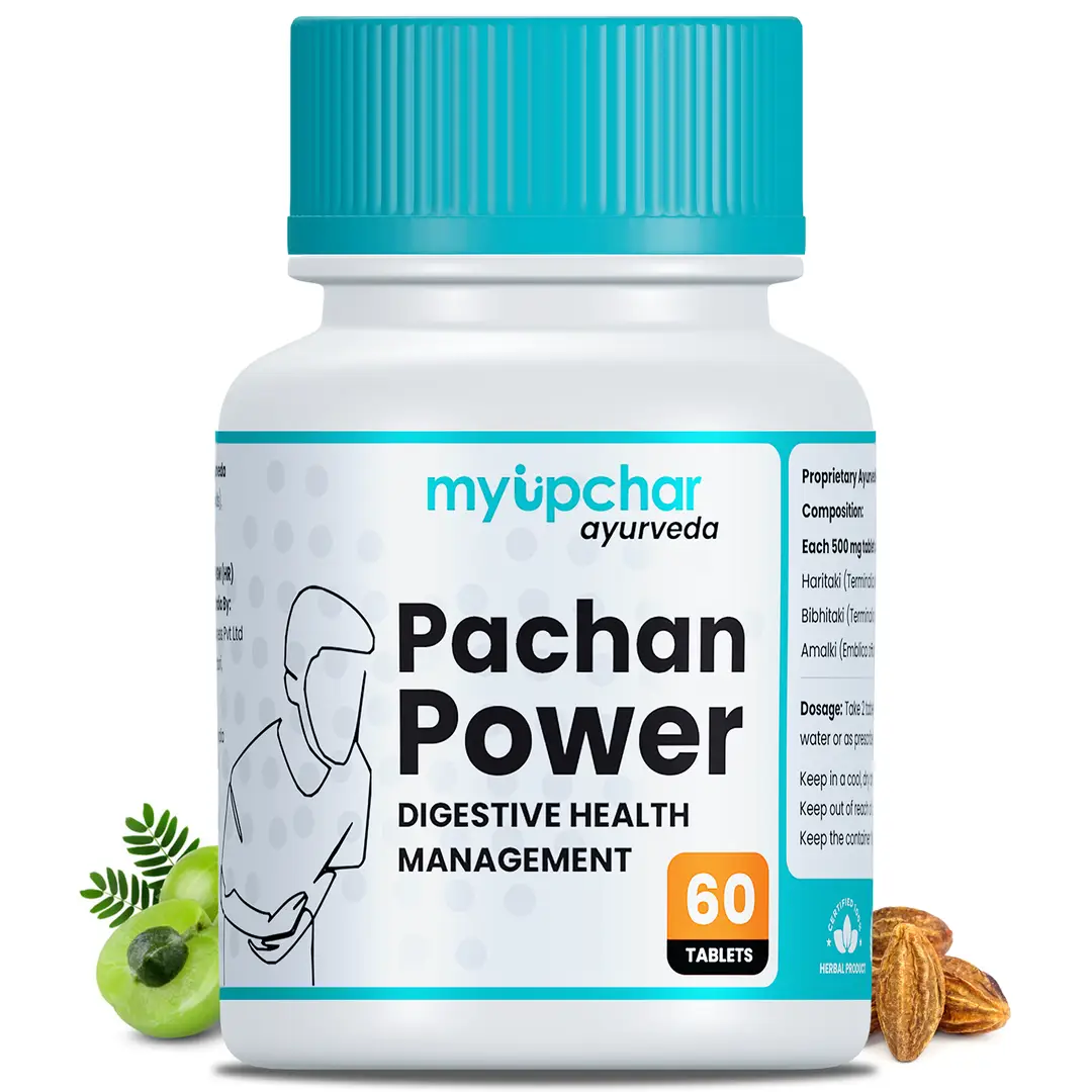 MyUpchar Ayurveda Pachan Power with Haritaki, Amla for Digestion - Pack of 1 (60 Tablets)