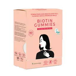 Zeroharm Biotin Gummies - Strengthen Hair, Reduce Hair Fall, Glowing Skin & Stronger Nails - 60 Gummies icon