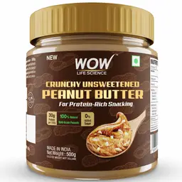 WOW Life Science - Crunchy Unsweetened Peanut Butter - 500g icon
