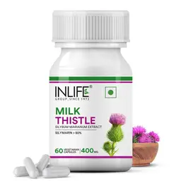INLIFE - Milk Thistle 80% Silymarin Liver Cleanse Detox Support Supplement 400 mg - 60 Veg. Capsules icon