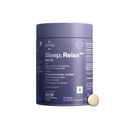 Setu Sleep: Relax Mints, Melatonin 5mg, Vitamin B6 and L-tryptophan, Regulates Sleep Cycles, Helps Improve Sleep Quality & Anxiety, Non Habit Forming - Peppermint Flavour icon