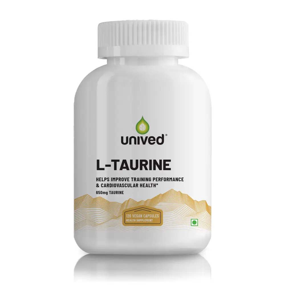Unived L-Taurine for Post-Workout Recovery and Endurance - Pack of 1 (120 Capsules)