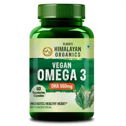 Vlado's Himalayan Organics Vegan Omega 3 with DHA 560mg for Healthy Heart, Joints & Eyes