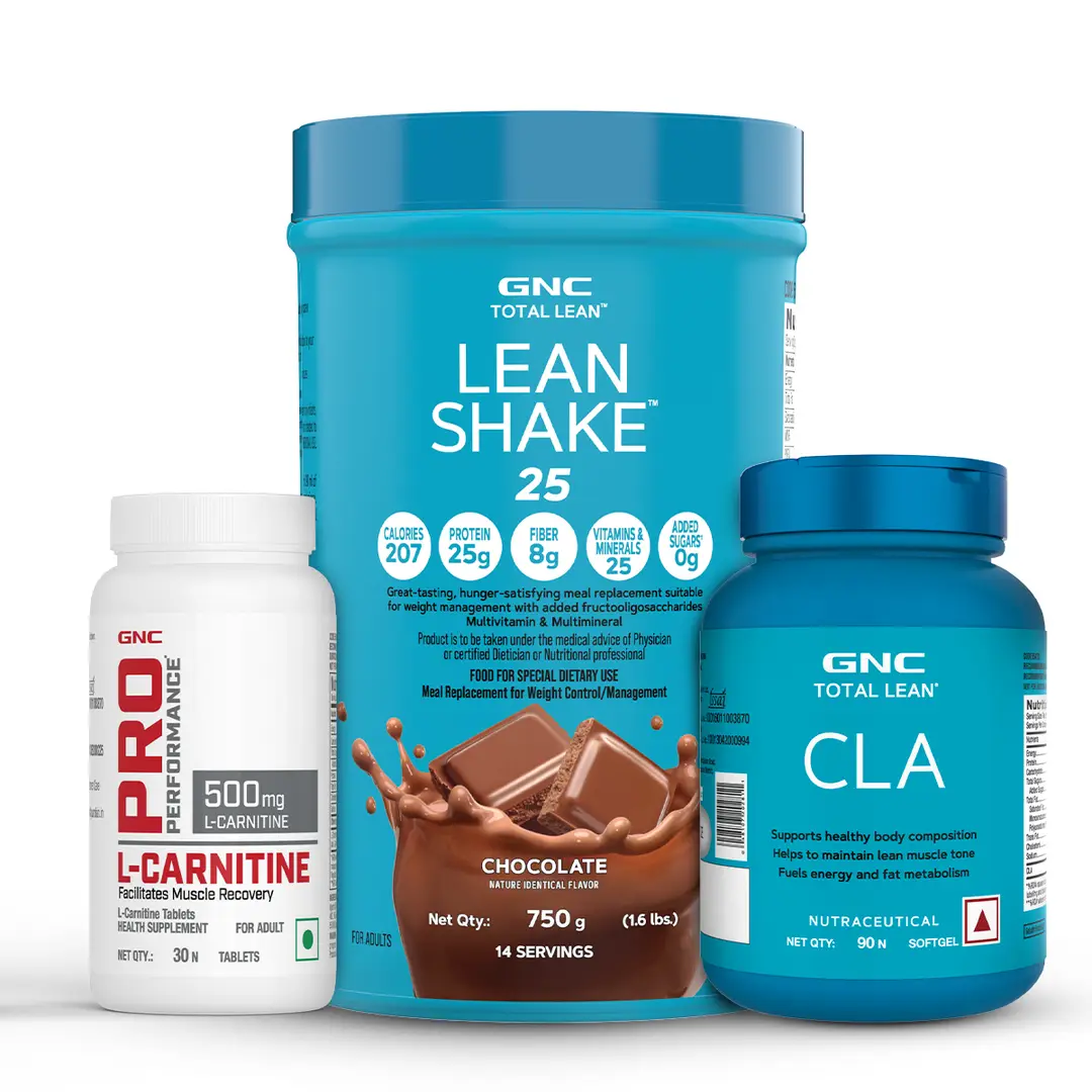 GNC Slimming Kit Total Lean CLA (90 Capsules), L-Carnitine (30 Tablets) and Lean Shake (1.6lbs) - (Combo Pack)