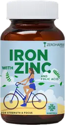 ZeroHarm  Sciences - Plant Based Iron - With Zinc and Folic Acid - For Anemia, Boosting energy and strength icon