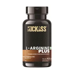 Kickass L-Arginine PLUS 1000 mg. Nitric Oxide Booster, L-Arginine with L- Citrulline, Beetroot and Caffeine. Supports Blood Circulation, Enhances Energy, Stamina & Muscle growth. icon