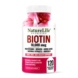 Nature Life Nutrition - Biotin 10,000mcg with Keratin, Vitamins, Minerals, Amino Acids & Natural Extracts for Hair, Skin & Nails icon