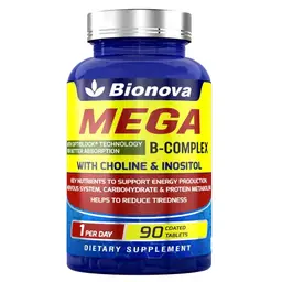 Bionova Mega B Complex Tablets | 100% RDA of B Vitamins With Choline And Inositol icon