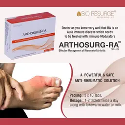 Bio Resurge - Arthosurge-RA  Arthritis Ayurveid Medicine  - Boswellic Acid)Withania somnifera (Ashwagandha) Tinospora cordifolia - Helps to reduce swelling - 30 Tablets icon