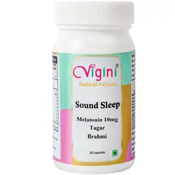 Vigini -  Sound Sleep Capsule - with Melatonin, Tagar, Brahmi, Jatamansi - for Regulating Sleep Cycle Calm Stress, Uplifts Mood 
 icon