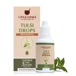 UPAKARMA Ayurveda Tulsi Drops Ayurvedic Herb Concentrated Extract of 5 Rare Tulsi for Natural Immunity Boosting, Cough and Cold Relief- 30ml icon