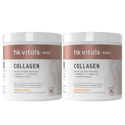 hk vitals Skin Radiance Marine Collagen Supplement (Lemon, 100g) with Skin Radiance Collagen Supplement with Biotin, Orange, 100 g | Vitamin C, E, Sodium Hyaluronate | For Healthy Skin, Hair & Nails