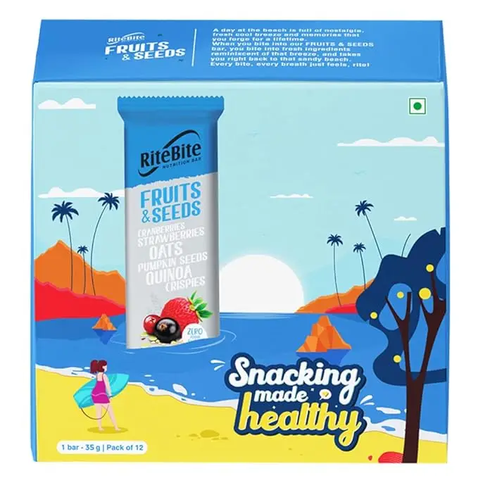 RiteBite 35g Nutrition Bar for Healthy Snacking - Fruits and Seeds (12 Bars)