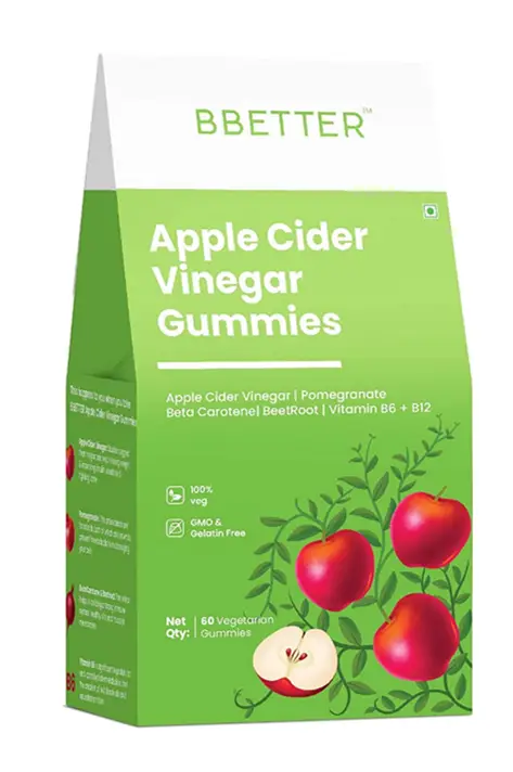BBETTER Apple Cider Vinegar Gummies for weight management | ACV gummies with Mother - Pack of 1 (60 Gummies)