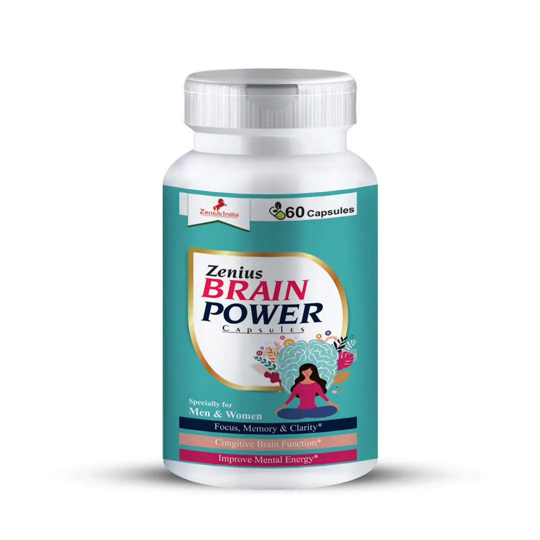 Zenius Brain Power with Safed Chandan, Moolethi for Brain Booster and Memory Power - Pack of 1 (60 Capsules)