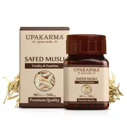 UPAKARMA Ayurveda Pure Herbs Safed Musli Capsules Natural and Powerful Strength, Stamina, and Immunity Booster, 500 mg 90 Veggie Capsules icon